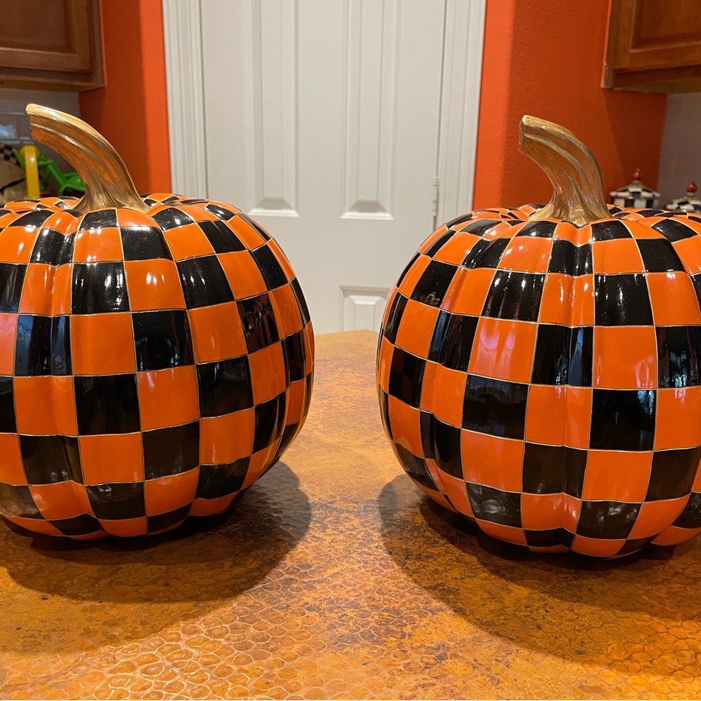 Checkered Orange and Black Pumpkin Decor - Picture 7 of 12